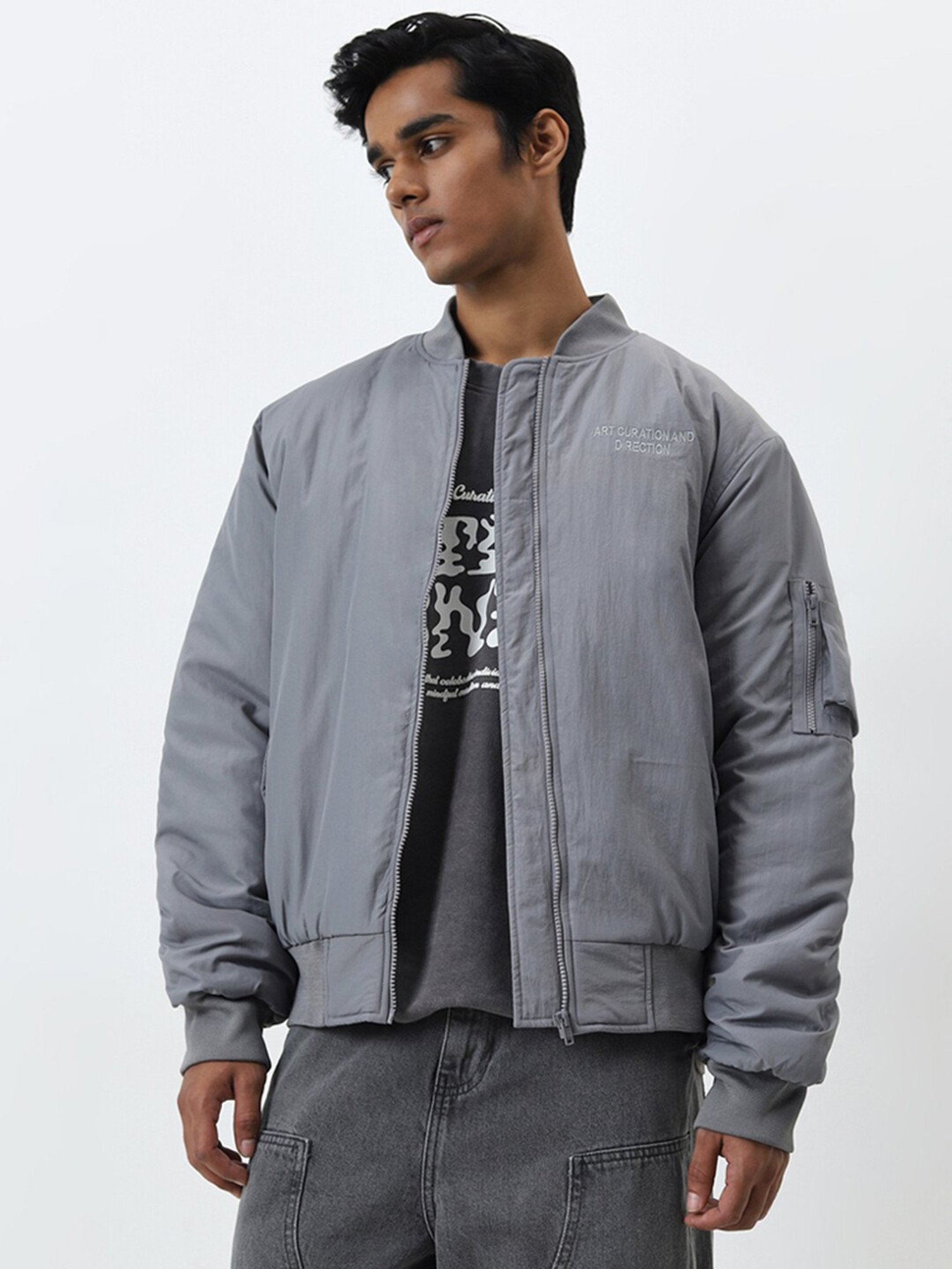 専用　Archive stone  2way jacket gray Stone Textured Zip Thru Slim Fit Jacket