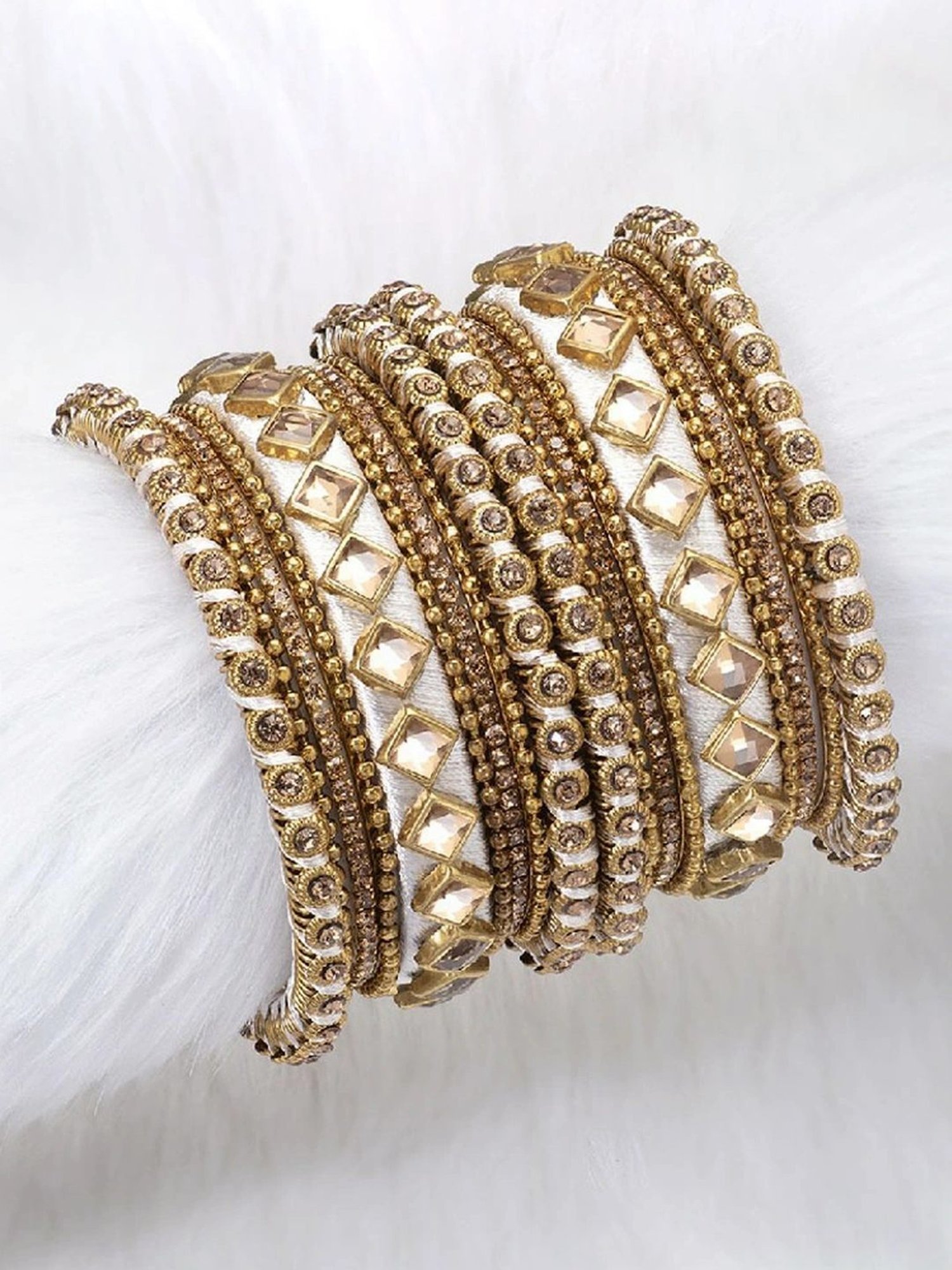 Buy Peora White Kundan Chuda Bangle Set Navratri and s Online At