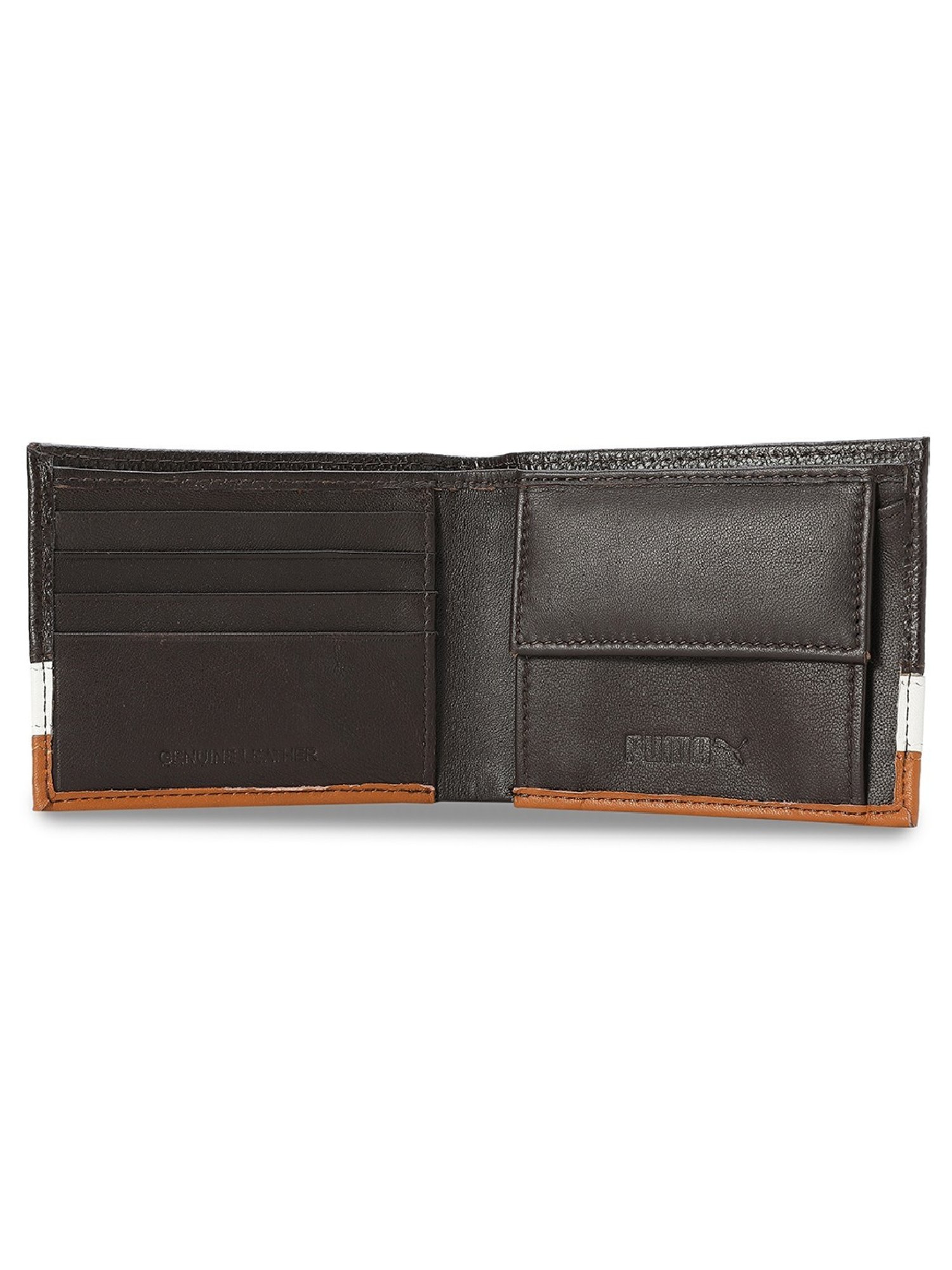 Puma Chocolate Sport Leather Bi-Fold Wallet for Men