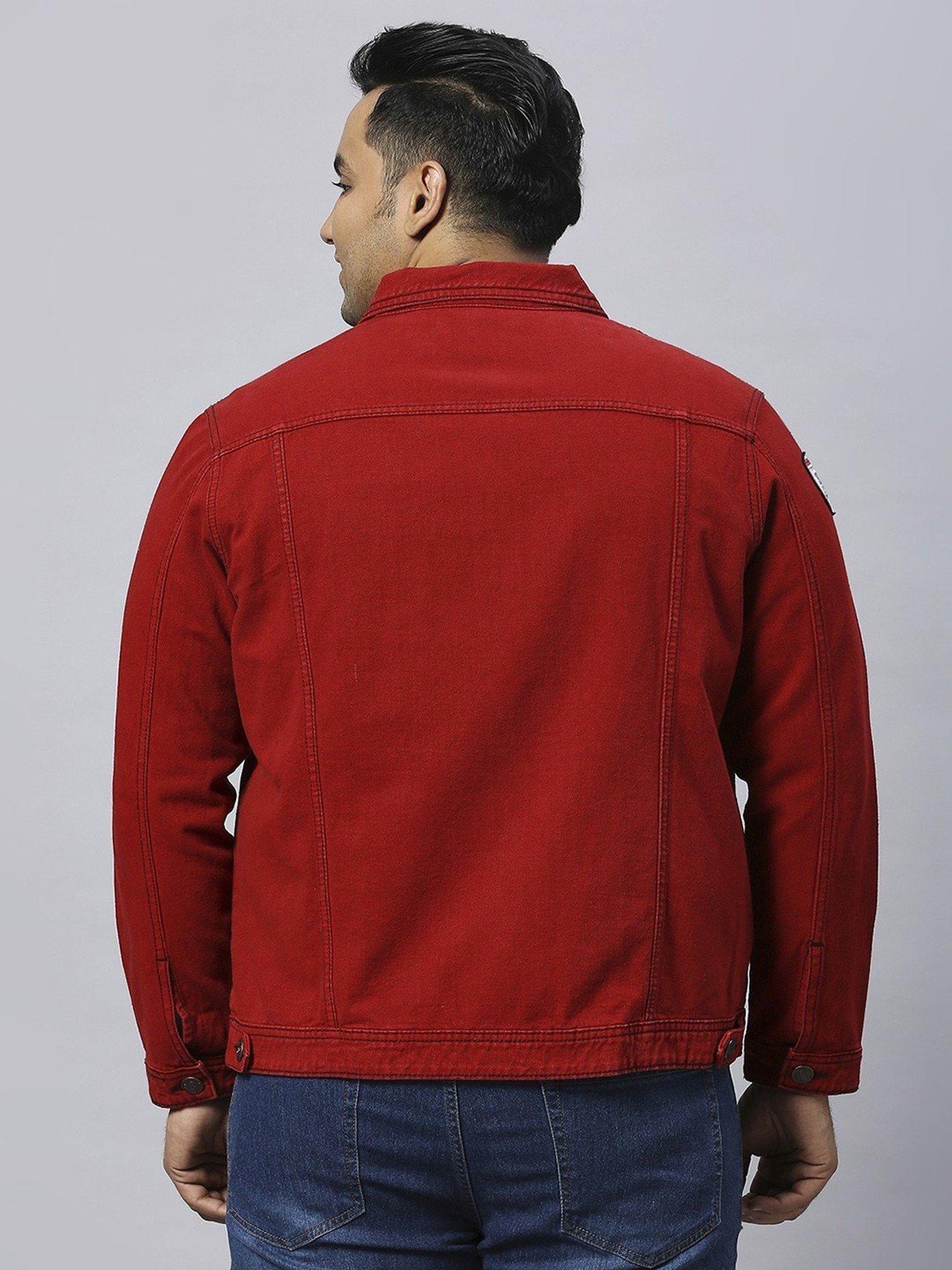 Turning Blue Red Cotton Regular Fit Denim Jacket