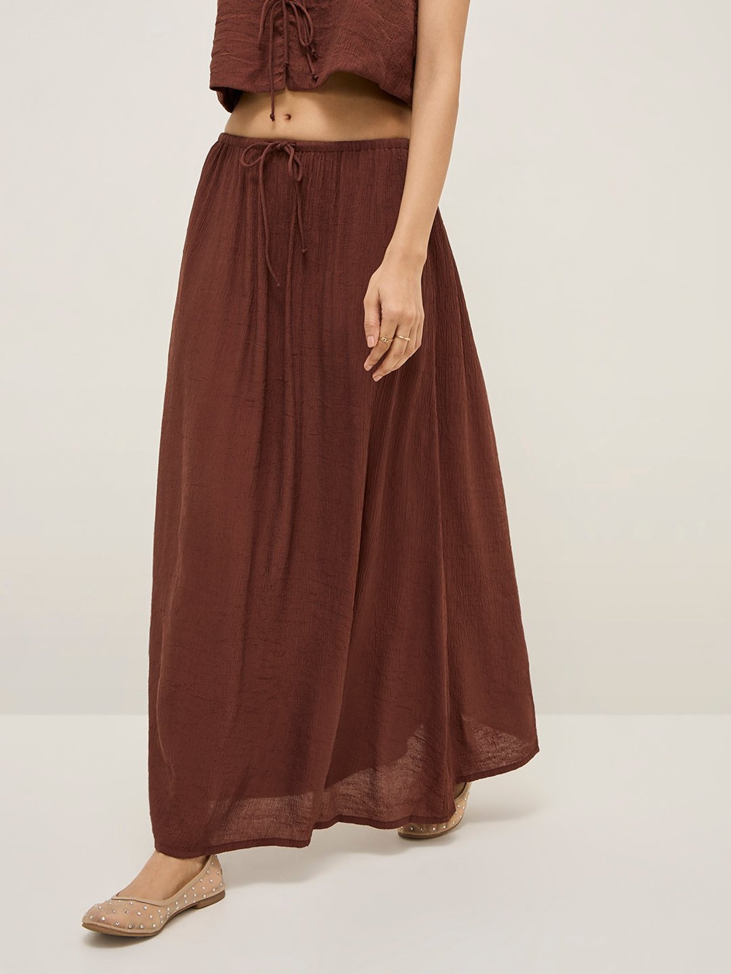 スカート 8249 Two-way color combination maxi skirt brown Cute Brown Maxi Skirt | Matching 2-Piece Sets | ShopDressUp