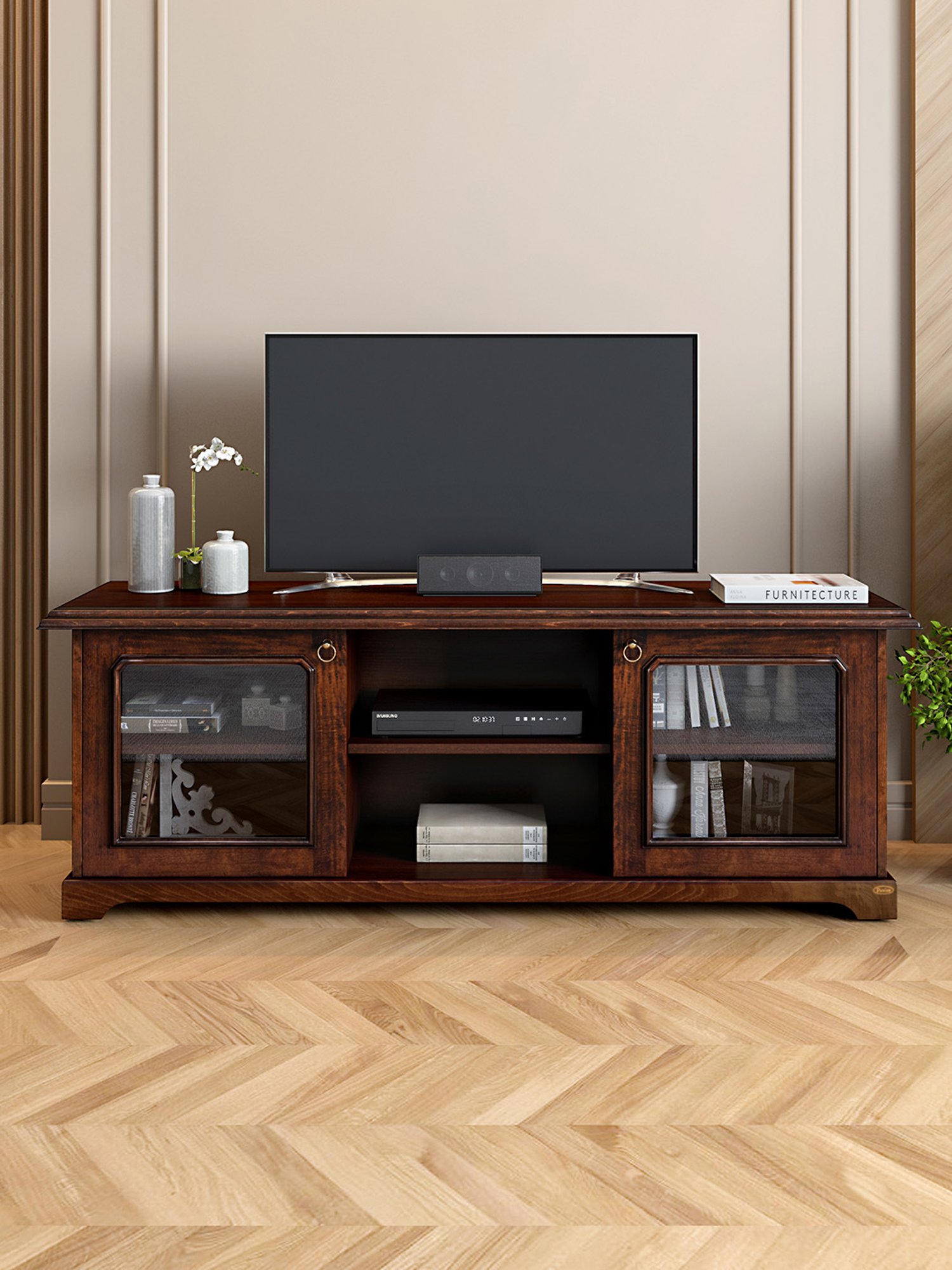 Durian Lewis Brown Veneer TV Units