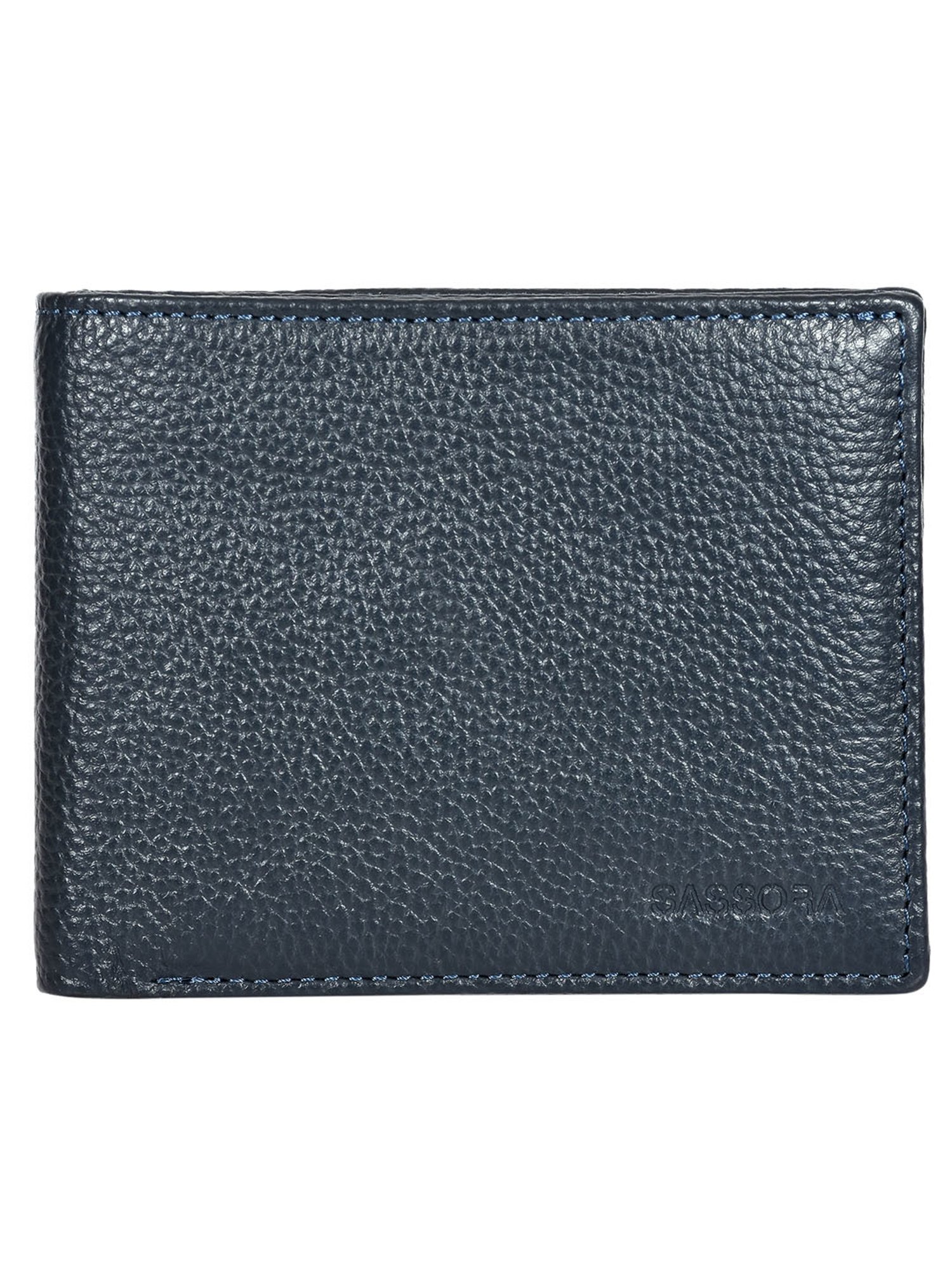 Sassora Blue Premium Leather Bifold RFID Open Closure Wallet