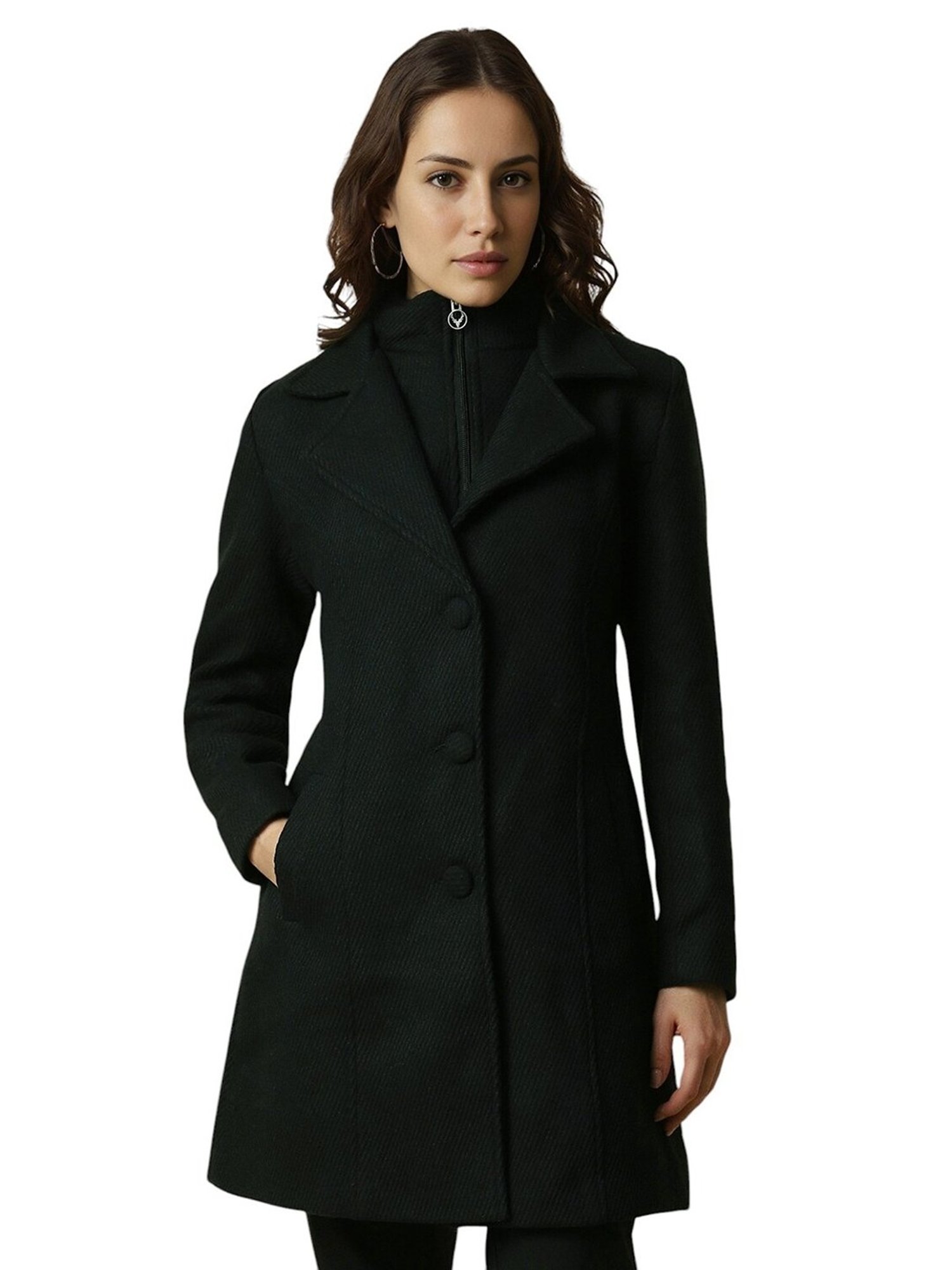 Buy Allen Solly dark Green Solid overcoat for Women Online @ Tata CLiQ