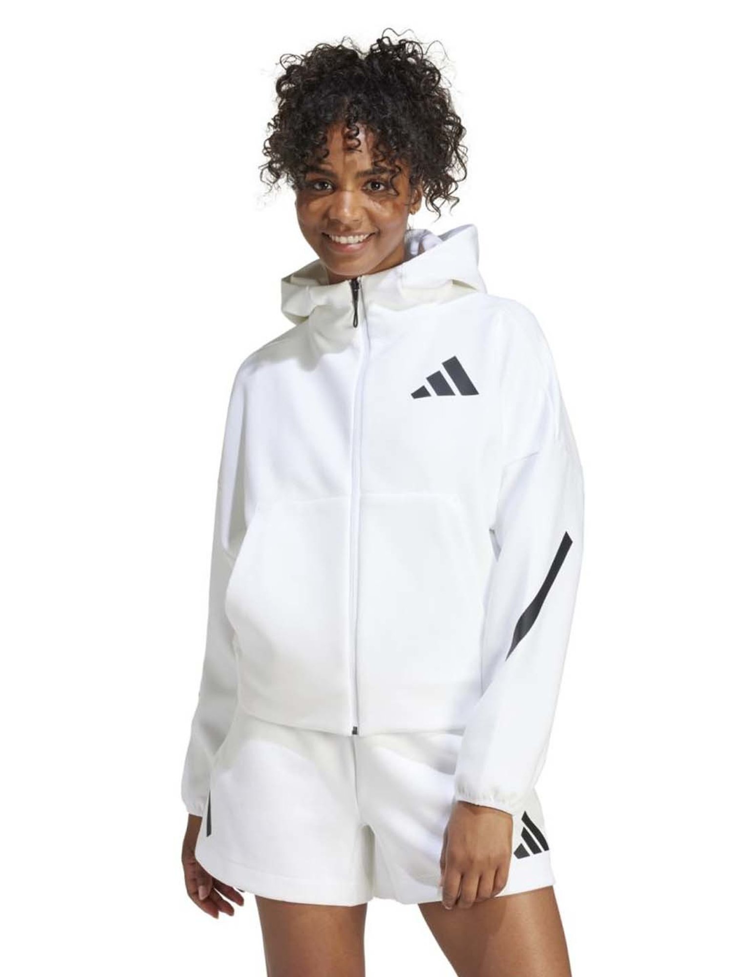 ADIDAS White Plain Sports Hoodie