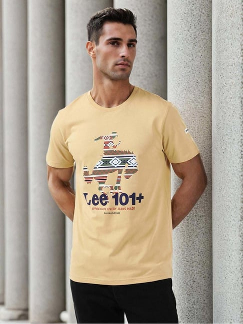 Lee Khaki Slim Fit Graphic Print Crew T-Shirt