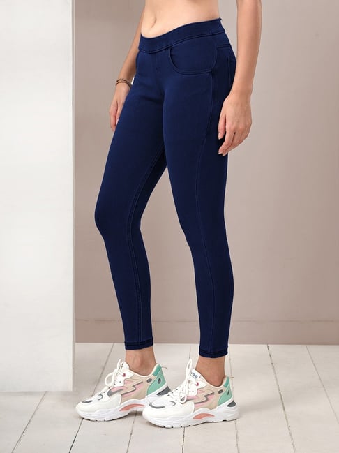 Lyra Navy Cotton Jeggings