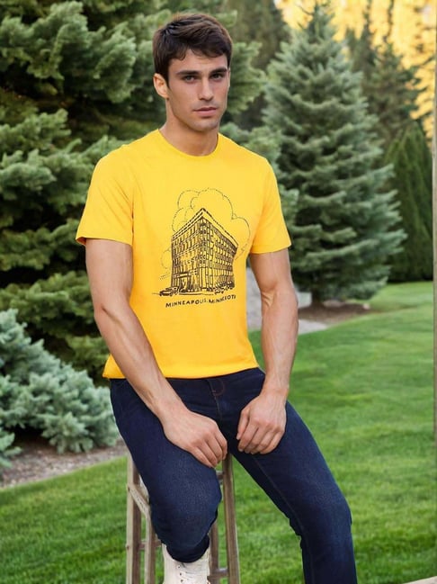 Lee Yellow Cotton Regular Fit Printed T-Shirt-picture-17