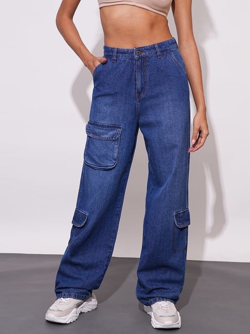 Globus Blue Cotton Straight Fit Mid Rise Jeans-picture-42