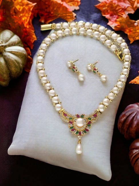 Buy Sri Jagdamba Pearls Glittering Pearl Necklace Set Online At