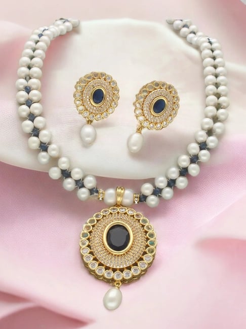 Sri Jagdamba Pearls Rosette Pearl Necklace Set for Women and Girls