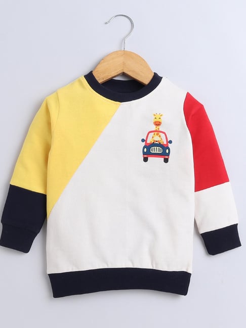 Bumzee Boys Multicolor Color Block Full Sleeves Sweatshirt