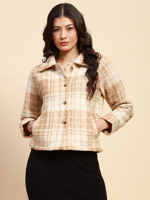 Global Republic Brown Regular fit Checks Jacket-picture-26