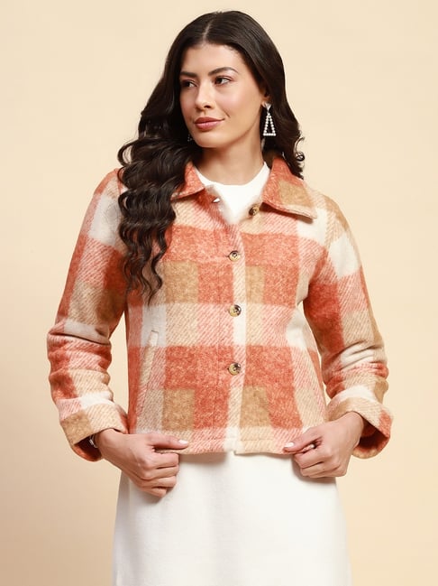 Global Republic Orange Regular fit Checks Jacket-picture-22