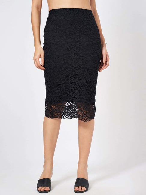 Honey By Pantaloons Black Nylon Slim Fit Skirts-picture-22