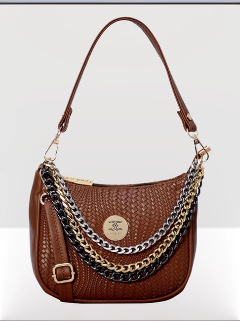 Esbeda Tan Textured Small Shoulder Handbag