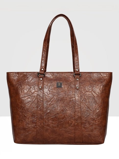 Esbeda Tan Textured Large Tote Handbag