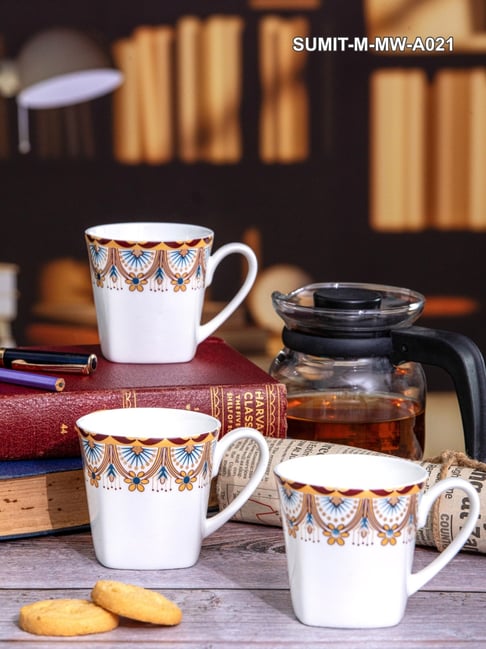 Buy Sonaki White Bone china Tea Coffee Mug Set of at Best