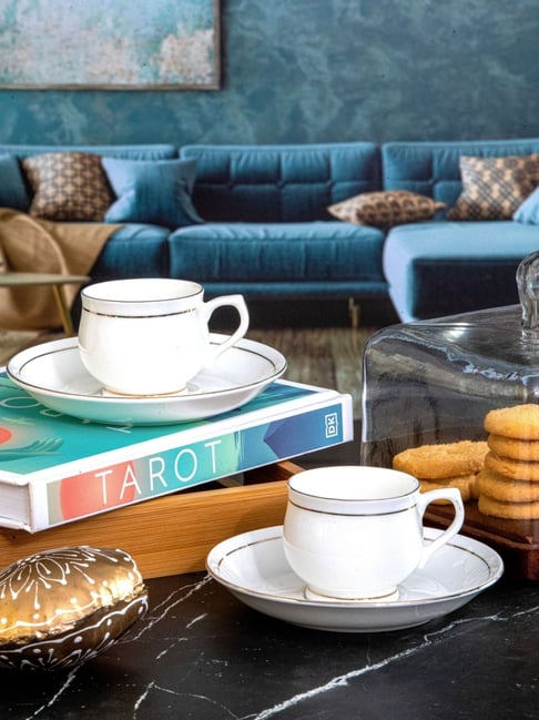 Sonaki White Bone china Tea & Coffee Cup Saucer - Set of 12