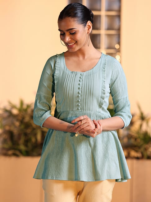 Gerua By Libas Grey Silk Blend Regular Fit Kurti-picture-12