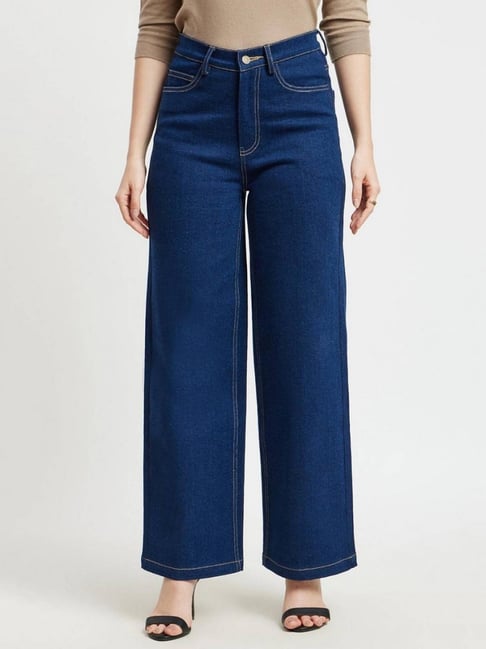 Kotty Blue Cotton Lycra Solid Jeans-picture-30