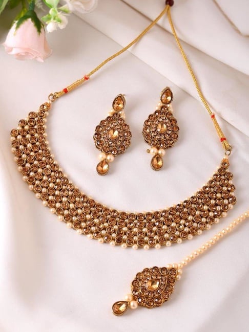Buy VOJ Gold Plated Stone Studded Jewellery Set Online At Best