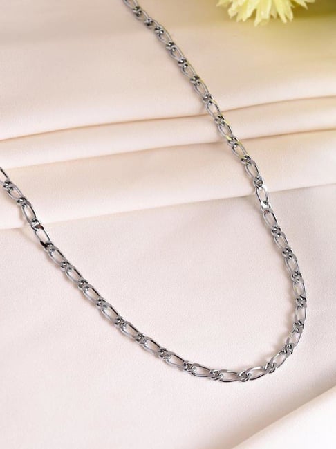 Buy VOJ Silver Plated Stainless Steel Cuban Link Chain Online At