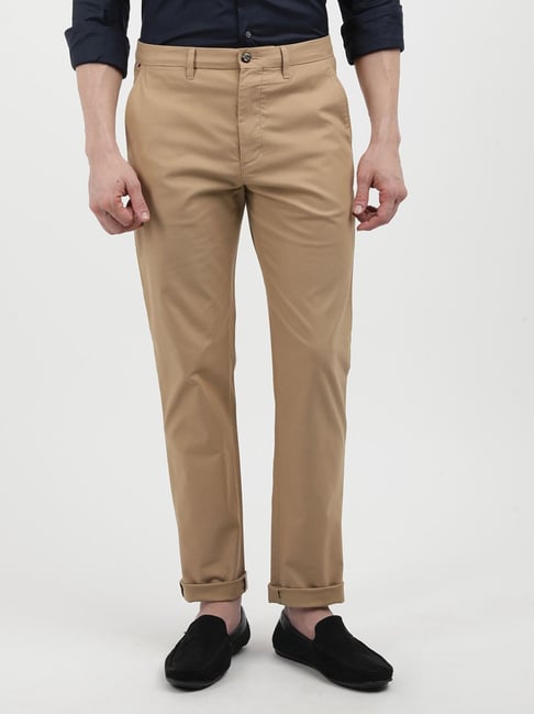 Tommy Hilfiger Khaki Cotton Slim Fit Structured Chinos