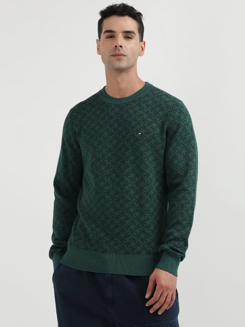 Tommy Hilfiger Green Cotton Regular Fit Printed Pullover-picture-17