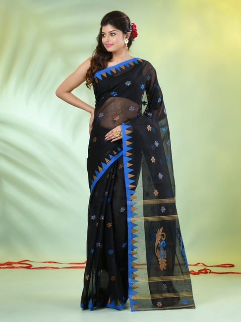 CHARUKRITI Black Cotton Handwoven Saree-picture-23