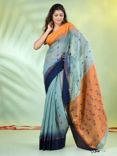 CHARUKRITI Blue Handwoven Saree-picture-19