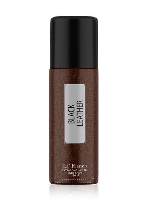 La'french Black Leather Deodorant Body Spray for Men - 150 ml