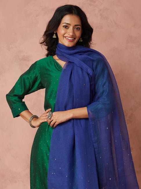 Blue Cotton Silk Dupatta-image-33