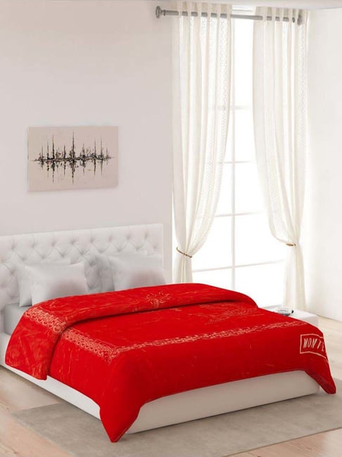 Monte Carlo Red Polyester 950 GSM Double Bed Winter Blanket