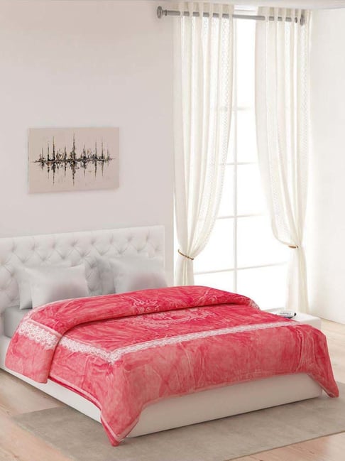 Buy Monte Carlo Pink Polyester 950 GSM Double Bed Winter Blanket