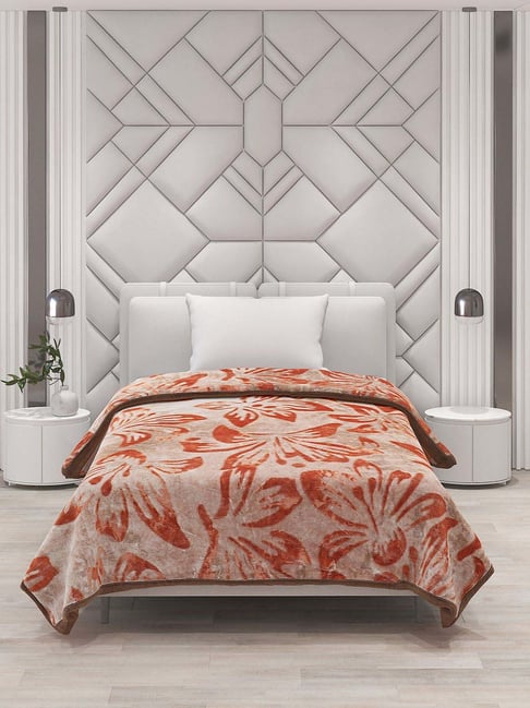 Buy Monte Carlo Orange Polyester 600 GSM Single Bed Winter Blanket