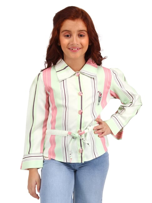 Cutecumber Girls Green Embellished Party Top