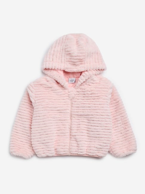 HOP Kids by Westside Light Pink Embellished Faux-Fur Jacket