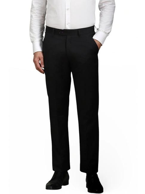 Louis Philippe black Solid Trousers-picture-16