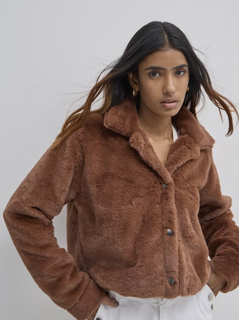 LOV by Westside Brown Faux-Fur Jacket