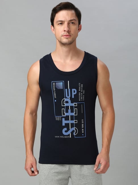 Van Heusen Navy Regular Fit Graphic Vest