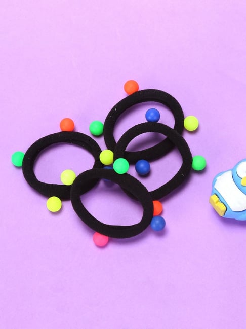 Jewelz Sleek Black Stylish Ponytail Holders for Kids ¿ Pack of 4-picture-36