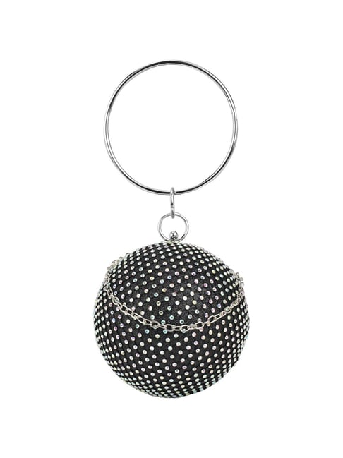Globus Black Embellished Small Clutch