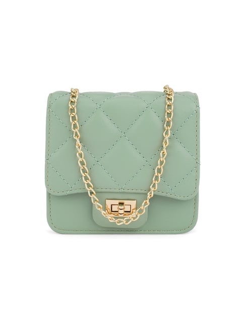 Globus Sea Green Quilted Small Sling Handbag