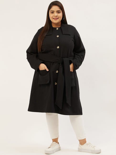 theRebelinme Plus Size Black Fleece Relaxed Fit Coat-picture-47