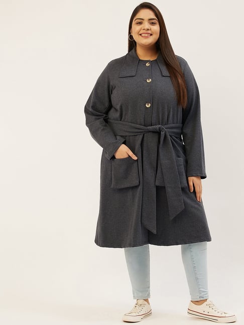 theRebelinme Plus Size Dark Grey Fleece Relaxed Fit Coat-picture-35