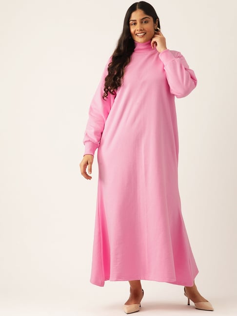 theRebelinme Plus Size Pink Relaxed Fit Maxi Dress