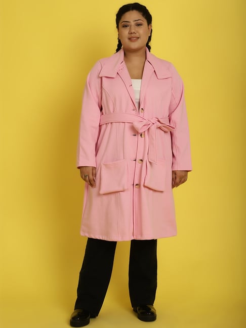 theRebelinme Plus Size Pink Fleece Relaxed Fit Coat-picture-16