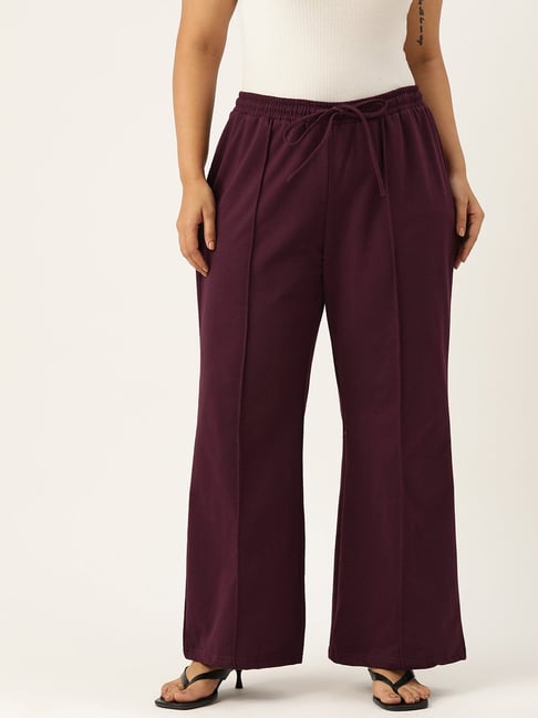 theRebelinme Plus Size Wine Relaxed Fit Trousers-picture-42