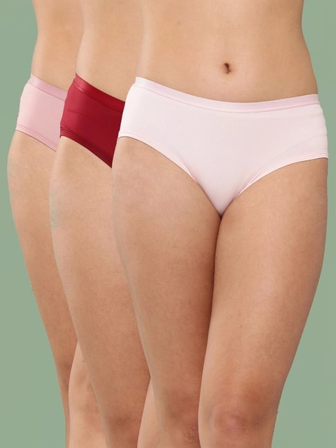 Leading Lady Red & Pink Plain Panty Pack Of 3-picture-32